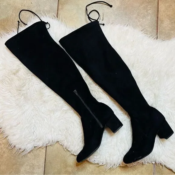 Gianni Bini Stretch Knee High Black fall & winter suede style Boots 6.5 - Picture 3 of 16